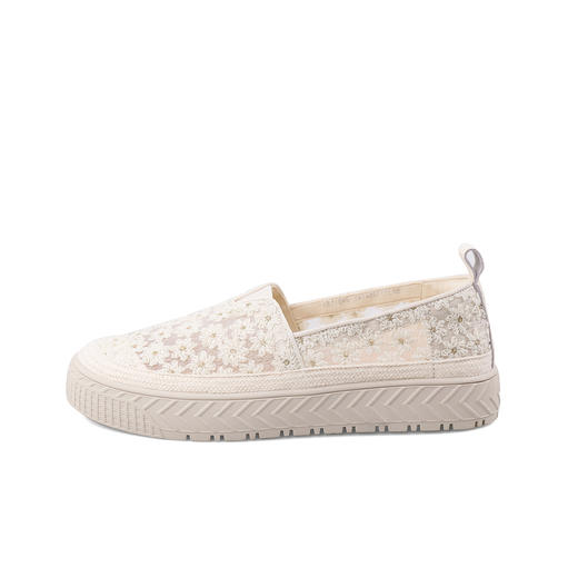 Safiya/索菲娅 2023春季新品假日小雏菊蕾丝草编一脚蹬休闲渔夫鞋 SF31112441 商品图5