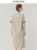 Famecoco范可儿宽松直筒T恤连衣裙夏季复古印花开叉长裙FAB3FA079 商品缩略图1
