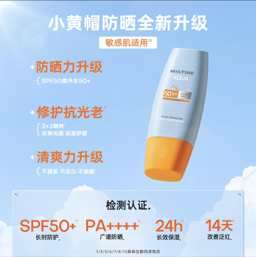 24年新版Mistine蜜丝婷小黄帽小蓝帽防晒霜40ml面部防晒乳 70ml身体防晒乳 商品图7
