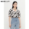 NEELLY纳俪商场同款v领碎花衬衫女单排扣短袖纯棉小众上衣显瘦潮N23042B01045 商品缩略图0