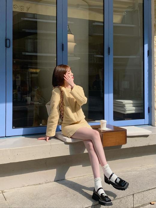 Self Who肌理包臀小A裙春款显瘦栀子色半身裙 商品图2