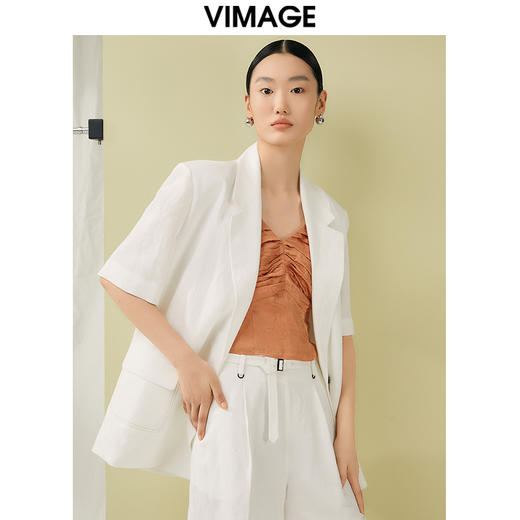 VIMAGE纬漫纪夏季新款通勤纯色短袖宽松西装外套V1903512 商品图2