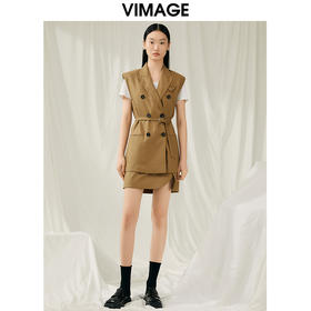 VIMAGE纬漫纪夏季新款百搭马甲简约修身薄外套V1903510