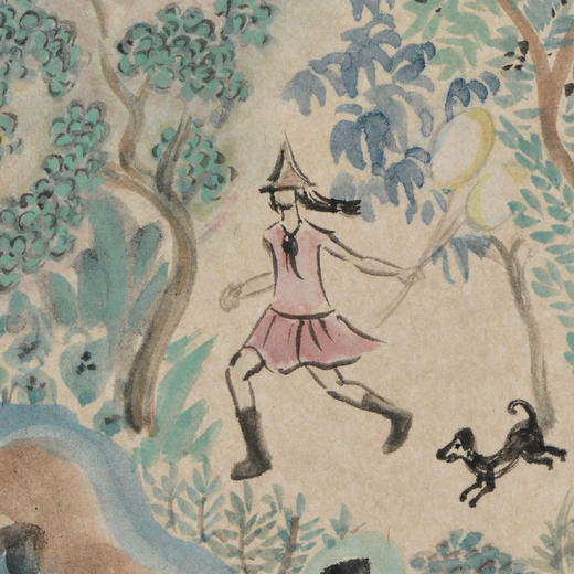 李周卫《乐园》国画人物 17CM*25CM 约半平尺 卡纸（未装框）【原作编号GH0025】 商品图3