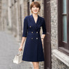 藏青色西装连衣裙女2023春装新款七分袖职场通勤收腰西装裙 商品缩略图1