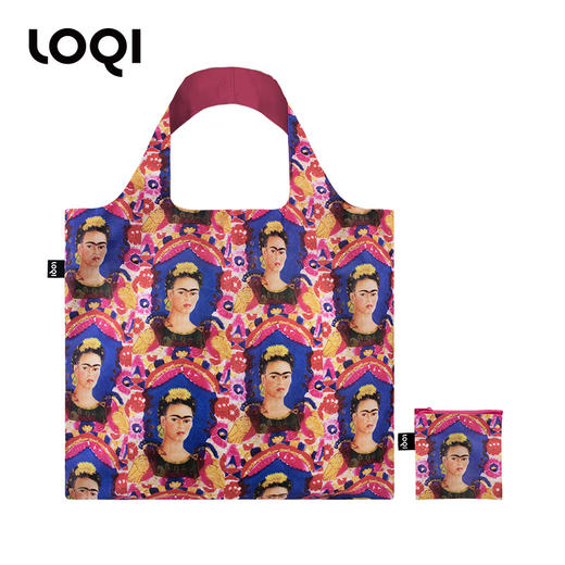 德国LOQI 博物馆系列 画框(自画像)FK.TF  时尚艺术环保万用袋 折叠大容量单肩手提购物袋承重40斤防泼水 弗里达·卡洛 商品图4
