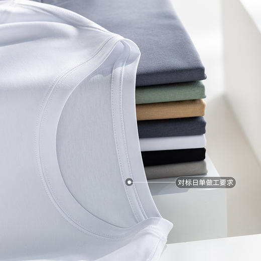 【龙贝莱精选】男士透气短袖丝光棉T恤宽松简约基础款短袖男H232050258【现货 库存同步】 商品图1