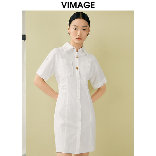 VIMAGE纬漫纪夏季新款时尚百搭简约通勤衬衫连衣裙V1907517 商品图4