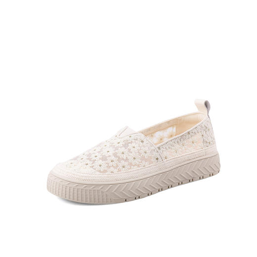 Safiya/索菲娅 2023春季新品假日小雏菊蕾丝草编一脚蹬休闲渔夫鞋 SF31112441 商品图4