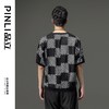 PINLI品立新款撞色体恤几何印花格子V领短袖T恤男装夏季潮牌上衣B222111067 商品缩略图4
