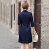 藏青色西装连衣裙女2023春装新款七分袖职场通勤收腰西装裙 商品缩略图2