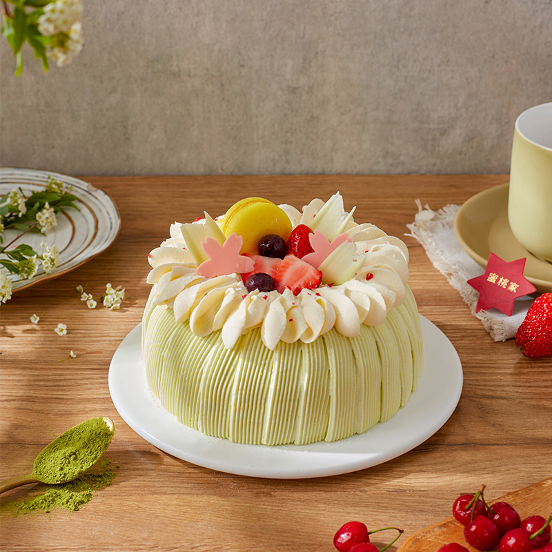 「招牌」樱吹雪--茉莉抹茶樱桃奶油蛋糕【茶韵融花香 口感轻盈】