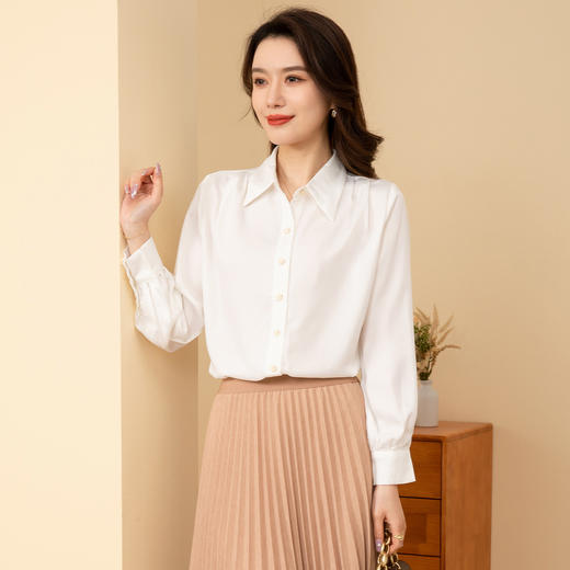 【多色可选】罗蒙春夏长袖衬衫女士商务通勤休闲百搭缎面衬衫女 商品图6
