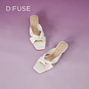 DFuse迪芙斯夏季新款羊皮褶皱蝴蝶结粗跟穆勒拖鞋DF32110669 商品缩略图1