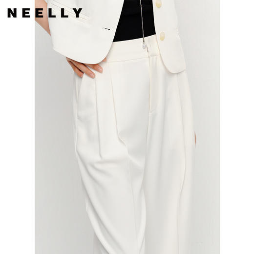 NEELLY纳俪商场同款白色西装裤女春夏直筒高腰阔腿裤垂感休闲裤子N23042H01069 商品图0