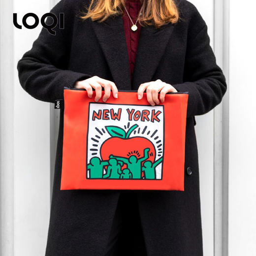 【收纳袋】德国LOQI x 凯斯哈林系列 环保收纳袋三件套 安迪鼠 迷宫 自由女神 文具数码配件收纳整理套包洗漱化妆防泼水 商品图7