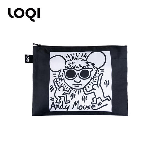 【收纳袋】德国LOQI x 凯斯哈林系列 环保收纳袋三件套 安迪鼠 迷宫 自由女神 文具数码配件收纳整理套包洗漱化妆防泼水 商品图5