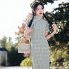 花边钉珠棉麻格子旗袍，文艺少女年轻款旗袍SJT-348 商品缩略图3