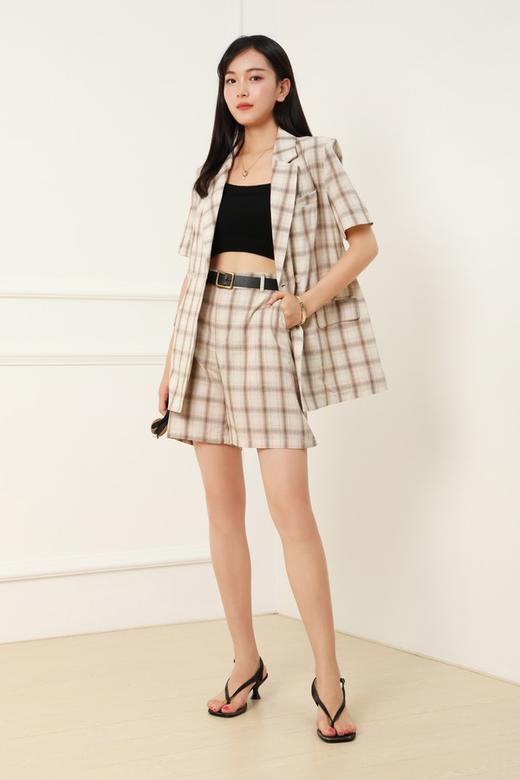 Kai & Kiera 复古格纹宽松西装式短裤 12868 商品图1