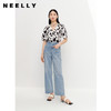 NEELLY纳俪商场同款v领碎花衬衫女单排扣短袖纯棉小众上衣显瘦潮N23042B01045 商品缩略图1