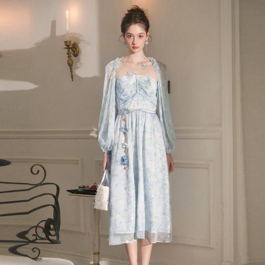 【孤品样衣，不退不换】【港岛风铃】温婉甜美仙气蝴蝶钉珠连衣裙女2023春季新款 商品图4