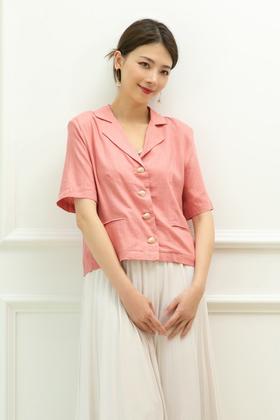 Le Malene 翻领短袖西装外套 12170