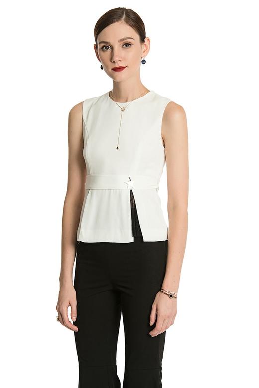 NOIR 白色简约无袖上衣 2763 商品图0