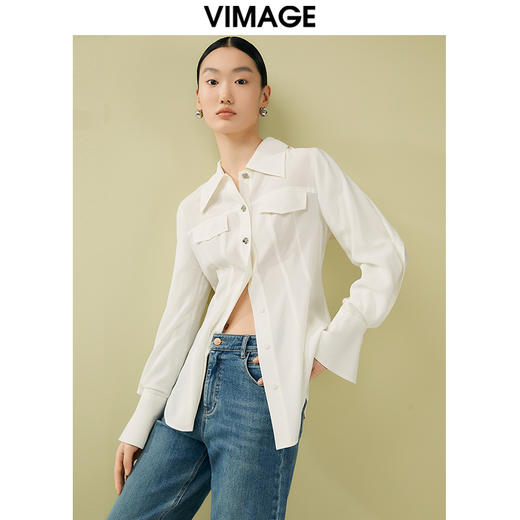VIMAGE纬漫纪夏季新款百搭小众设计感衬衣衬衫V1909513 商品图3