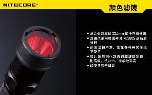 奈特科尔NITECORE 23MM滤镜红蓝绿色散光手电筒滤镜 商品图1