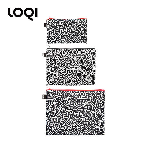 【收纳袋】德国LOQI x 凯斯哈林系列 环保收纳袋三件套 安迪鼠 迷宫 自由女神 文具数码配件收纳整理套包洗漱化妆防泼水 商品图3