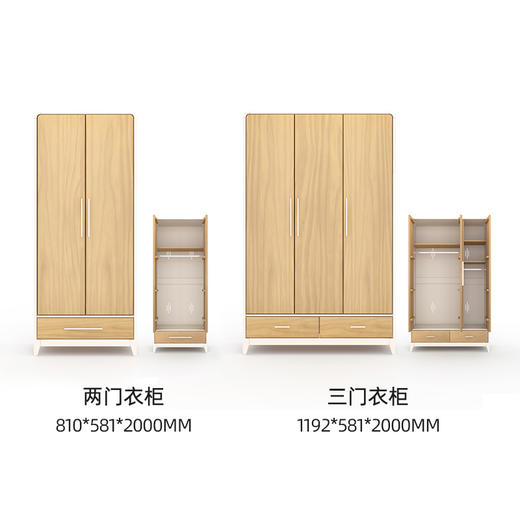 喜梦宝衣柜现代简约衣柜2门3门衣柜 对白系列 商品图1