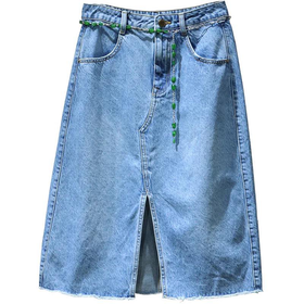 太平鸟女装配送腰链牛仔半裙A1GFC2111牛仔蓝