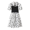 太平鸟女装绣花拼接连衣裙A1FAC2357黑白纹样 商品缩略图0