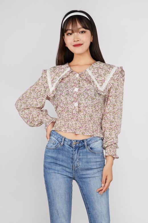 amadella 蕾丝领边打揽碎花上衣 11292 商品图0