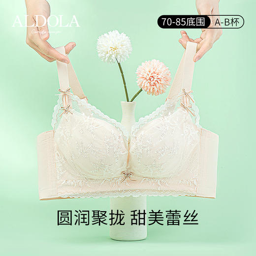 雅黛丽内衣女小胸聚拢甜美蕾丝文胸无钢圈莫代尔亲肤透气胸罩 商品图0