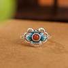 【好运连连】S925银南红复古景泰蓝莲花戒指【CW-406026】 商品缩略图2