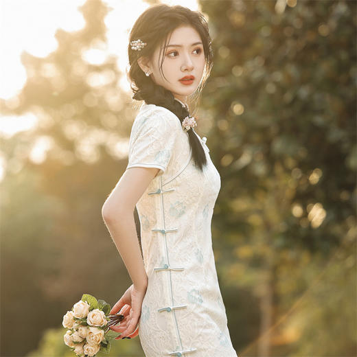 复合蕾丝圆襟，清新文艺日常改良旗袍SJT-316 商品图1