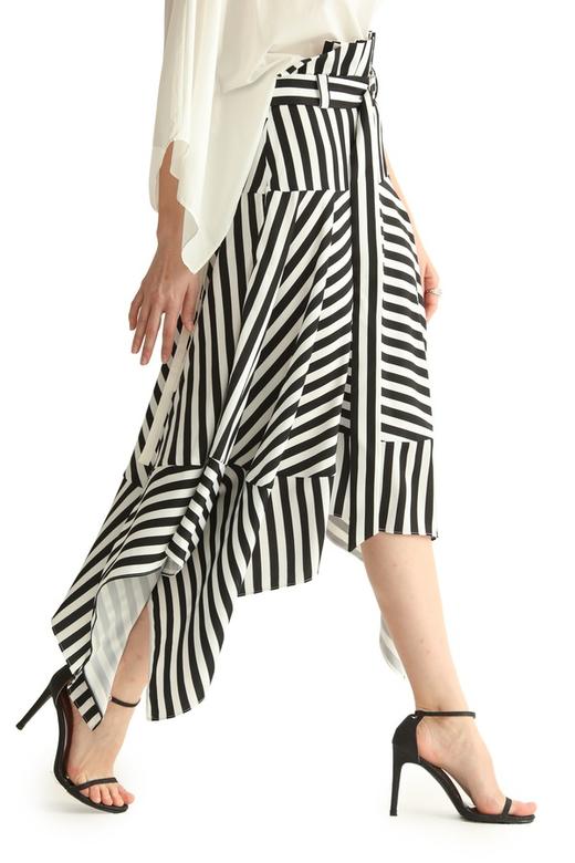 SUMMER & SAGE 黑白条纹不规则半裙 1879 商品图1