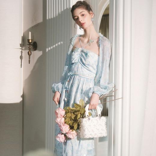 【孤品样衣，不退不换】【港岛风铃】温婉甜美仙气蝴蝶钉珠连衣裙女2023春季新款 商品图3