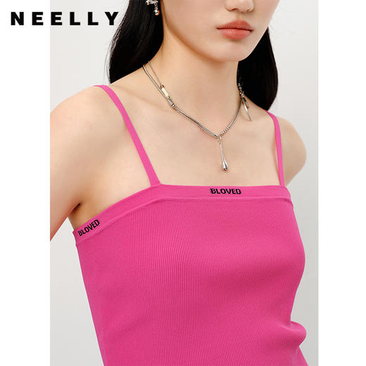 NEELLY纳俪商场同款夏季新款平口针织衫吊带小背心内搭显瘦上衣N23042A01033 商品图2