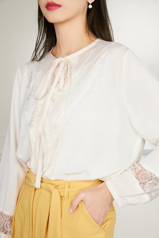 Le Malene 蝴蝶结蕾丝拼接衬衣 11444 商品图3