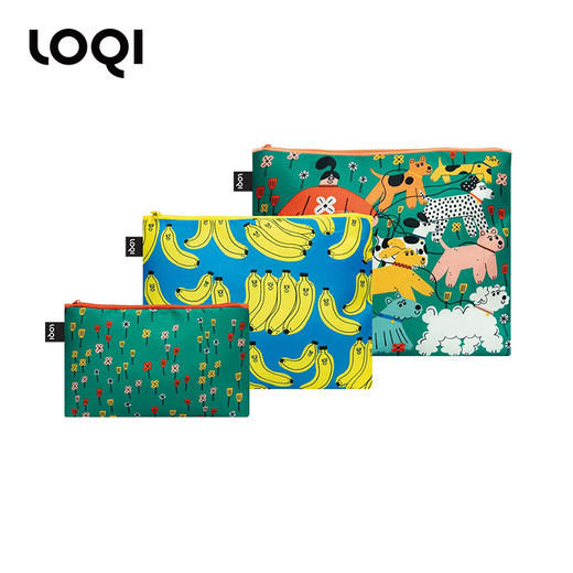 【收纳袋】德国LOQI艺术系列环保收纳袋三件套ZP.TS.BR香蕉与遛狗系列 文具数码配件收纳整理套包洗漱化妆防泼水潮流 商品图0
