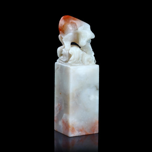 孤品014102:老挝石桃花冻牛钮大方章-3.6*3.6*12.8cm 商品图0