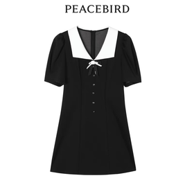 太平鸟女装小香风针织连衣裙A1FAC2C66黑色