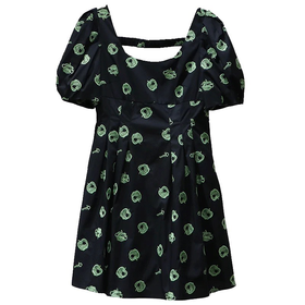 太平鸟女装主题纹样连衣裙A1FAC2356黑色纹样