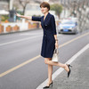 藏青色西装连衣裙女2023春装新款七分袖职场通勤收腰西装裙 商品缩略图4