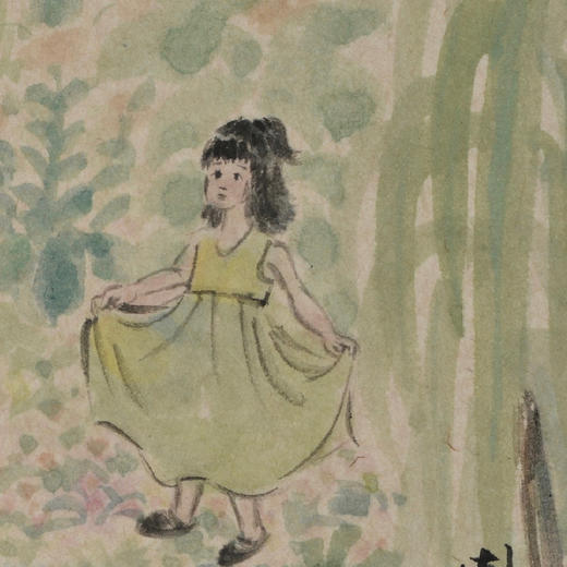 李周卫《芳草地》国画人物 17CM*25CM 约半平尺 卡纸（未装框）【原作编号GH0026】 商品图3