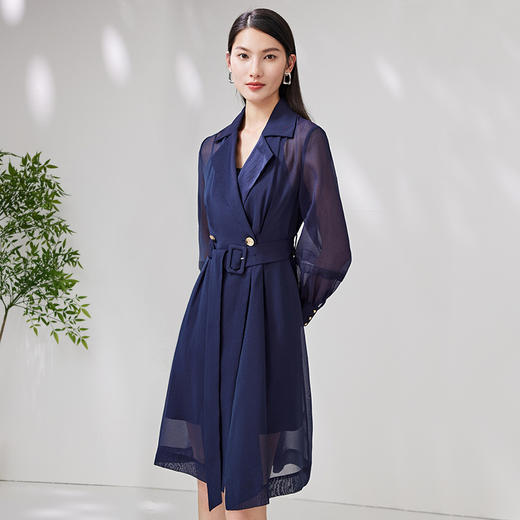 EITIE爱特爱春季新款长袖轻薄时尚长款风衣薄款外套7004702 商品图2