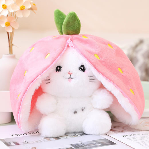 【好物推荐】可爱变身草莓兔玩偶毛绒玩具胡萝卜兔小果公仔 商品图1