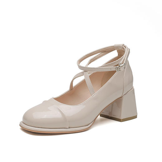 「两色可选！法式小香风」高跟鞋女玛丽珍鞋2023年夏季女鞋 新款仙女风一字扣浅口粗跟单鞋女 商品图4